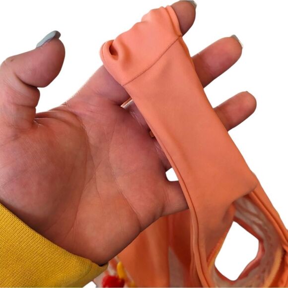 Tularosa Peach Mesh Panel Tassel High Waisted Bikini Set Size S/M - Picture 6 of 6